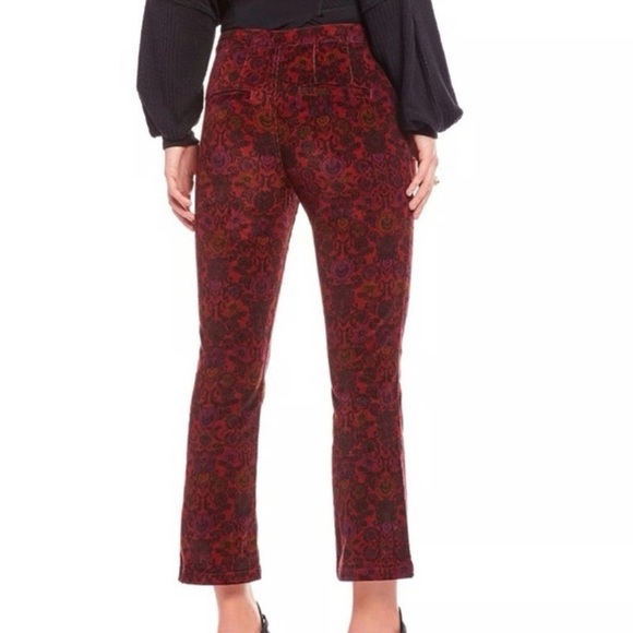 NWOT Free People Brocade Crop Flare Pants Red Multicolor Size 2 - Picture 2 of 12